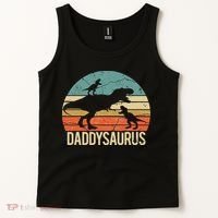 Daddy Dinosaur Daddysaurus 2 Two Christmas For Dad Tank Top thumb 2