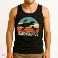 Daddy Dinosaur Daddysaurus 2 Two Christmas For Dad Tank Top thumb 3