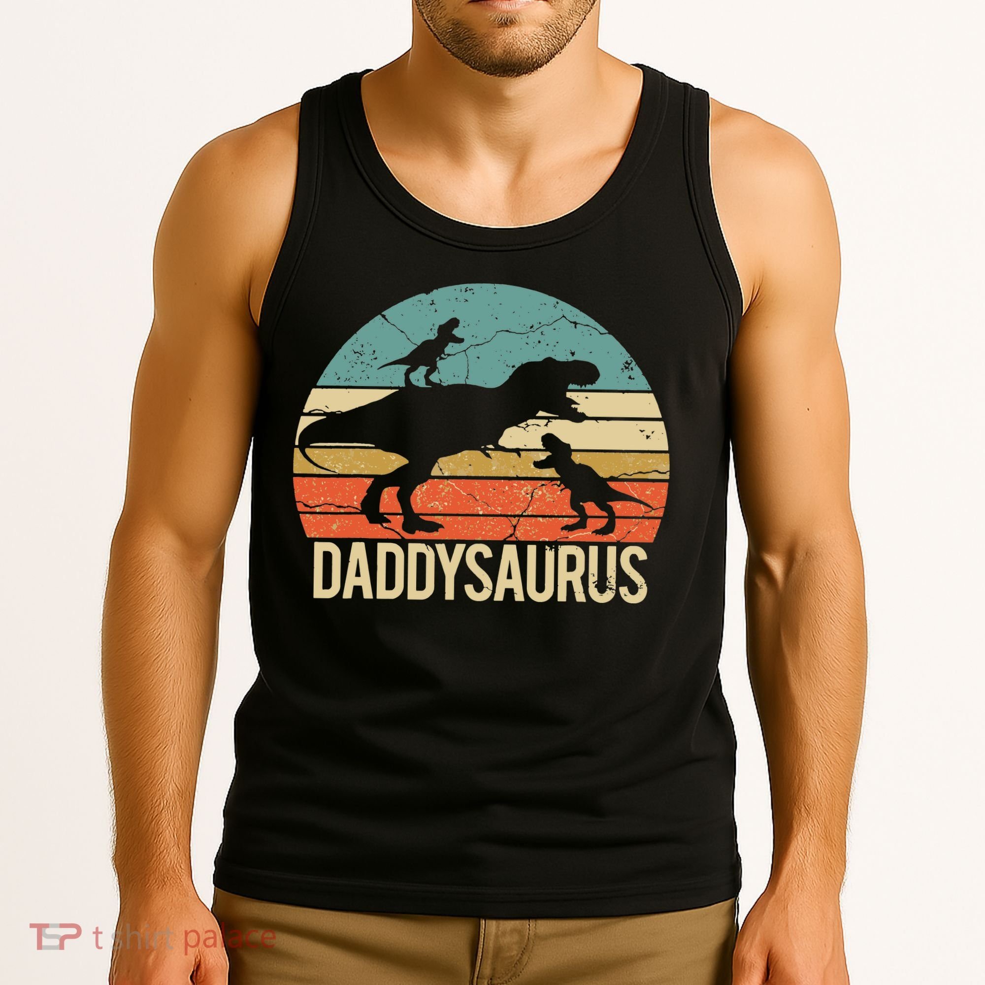 Daddy Dinosaur Daddysaurus 2 Two Christmas For Dad Tank Top