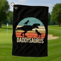 Daddy Dinosaur Daddysaurus 2 Two Christmas For Dad Golf Towel thumb 1
