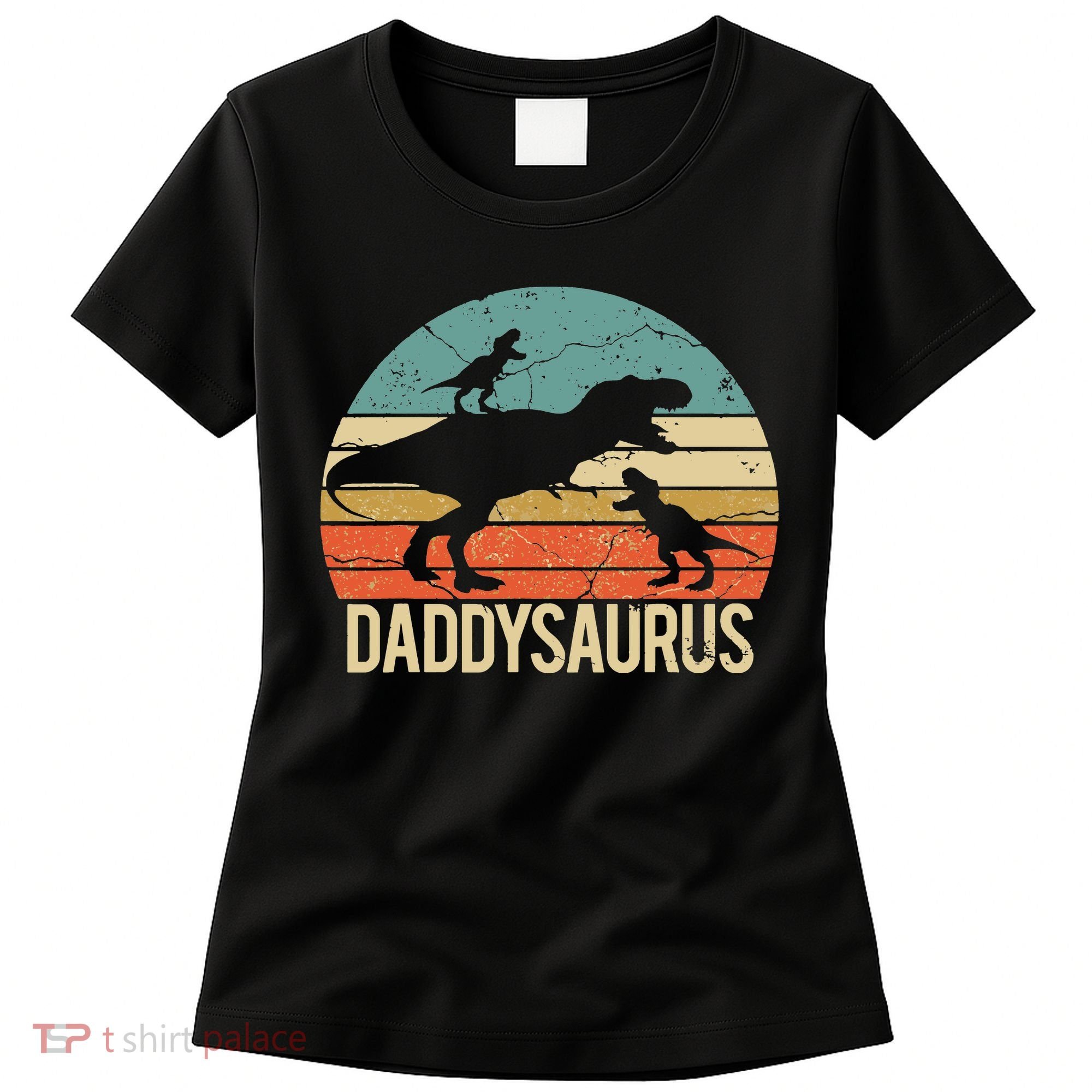 Daddy Dinosaur Daddysaurus 2 Two Christmas For Dad Women's T-Shirt