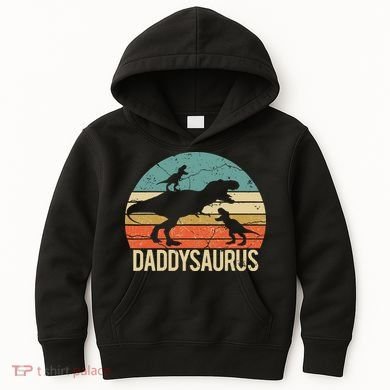 Daddy Dinosaur Daddysaurus 2 Two Christmas For Dad Kids Hoodie