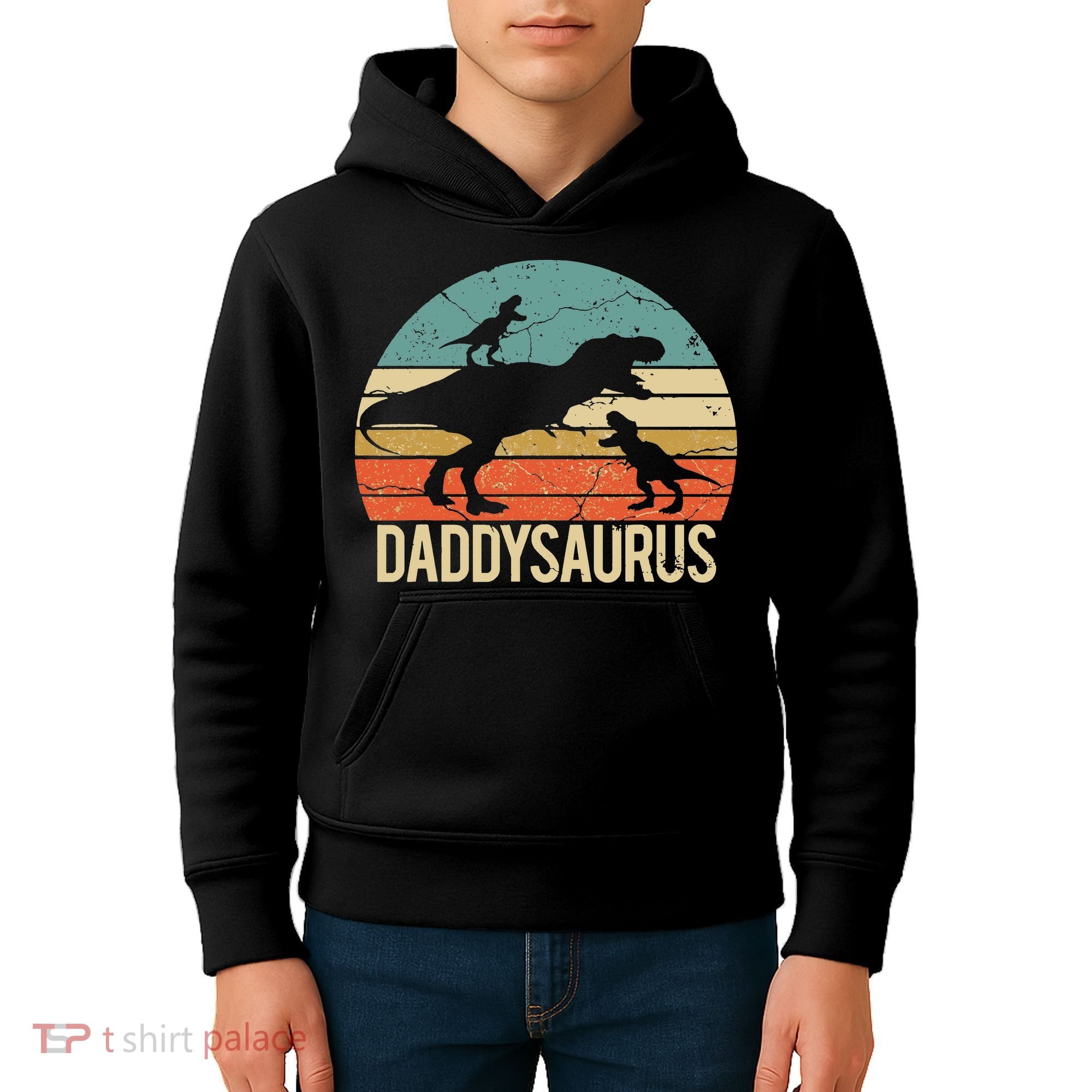 Daddy Dinosaur Daddysaurus 2 Two Christmas For Dad Kids Hoodie