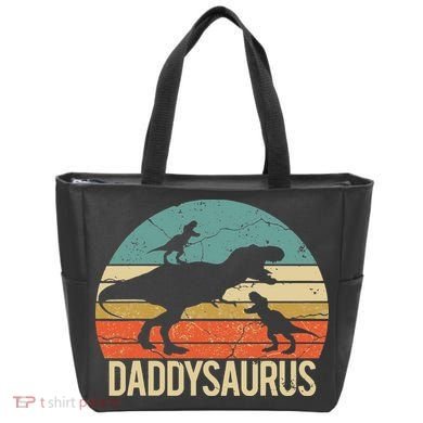 Daddy Dinosaur Daddysaurus 2 Two Christmas For Dad Tote Bag