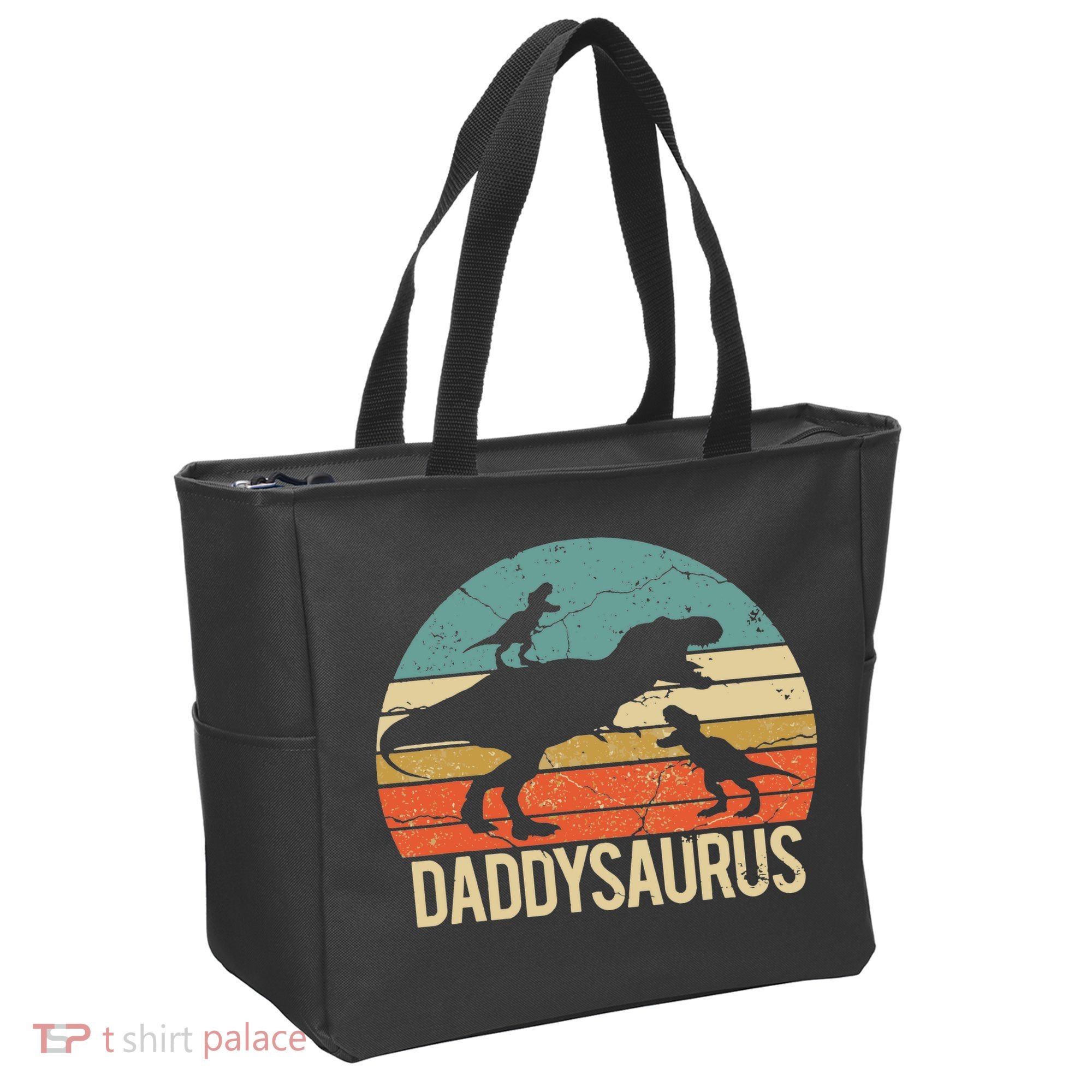 Daddy Dinosaur Daddysaurus 2 Two Christmas For Dad Tote Bag
