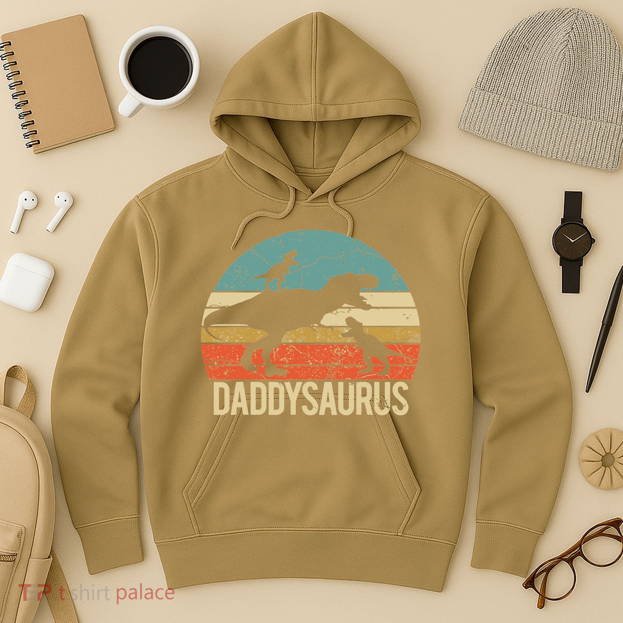 Daddy Dinosaur Daddysaurus 2 Two Christmas For Dad Hoodie