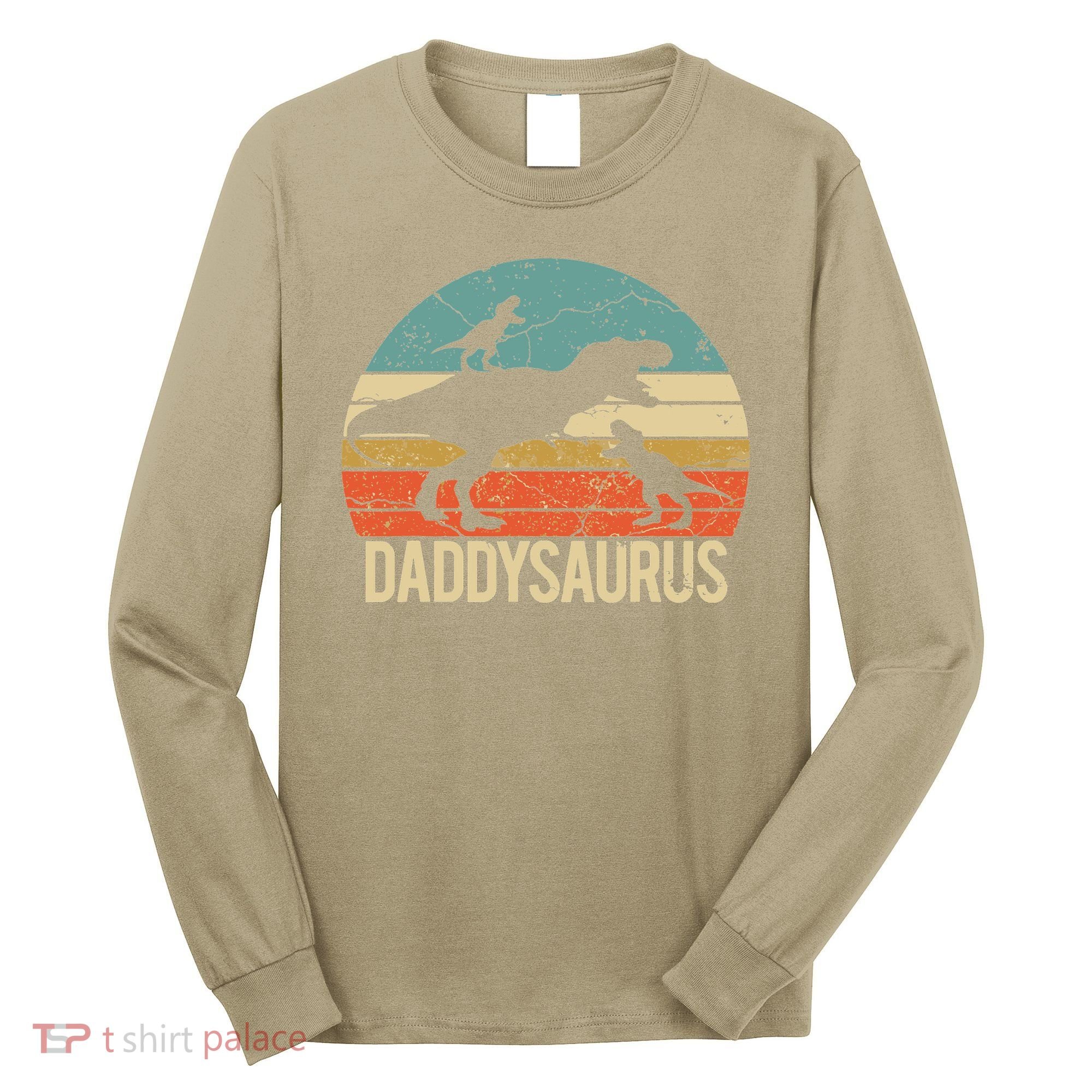 Daddy Dinosaur Daddysaurus 2 Two Christmas For Dad Long Sleeve Shirt