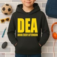 Dea Drink Every Afternoon Funny Drinking Parody Gift Kids Hoodie thumb 2