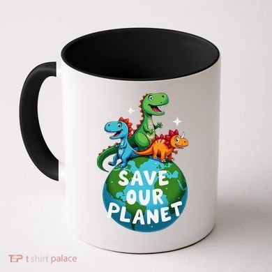 Determined Dino Earth Save Our Planet Coffee Mug