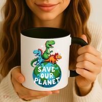 Determined Dino Earth Save Our Planet Coffee Mug thumb 3