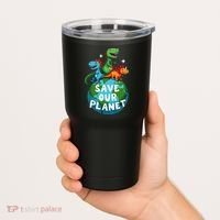 Determined Dino Earth Save Our Planet Tumbler thumb 2