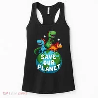 Determined Dino Earth Save Our Planet Women's Tank Top thumb 0