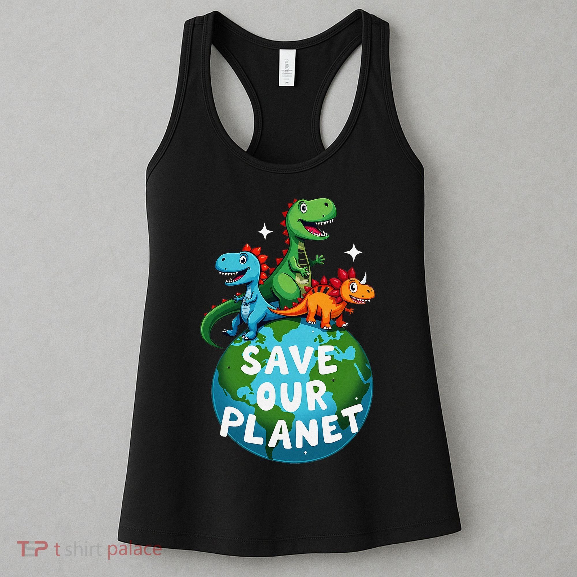 Determined Dino Earth Save Our Planet Women's Tank Top