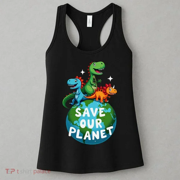 Determined Dino Earth Save Our Planet Women's Tank Top