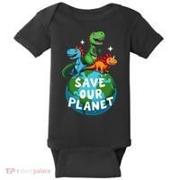 Determined Dino Earth Save Our Planet Baby Bodysuit thumb 0