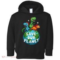 Determined Dino Earth Save Our Planet Toddler Hoodie thumb 0