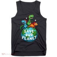 Determined Dino Earth Save Our Planet Tank Top thumb 0