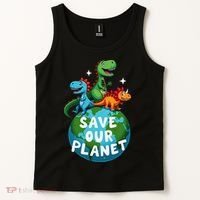 Determined Dino Earth Save Our Planet Tank Top thumb 2