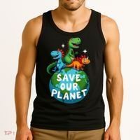 Determined Dino Earth Save Our Planet Tank Top thumb 3