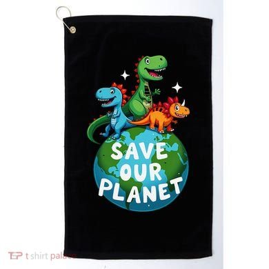 Determined Dino Earth Save Our Planet Golf Towel