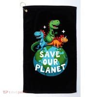 Determined Dino Earth Save Our Planet Golf Towel thumb 0