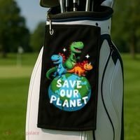 Determined Dino Earth Save Our Planet Golf Towel thumb 2