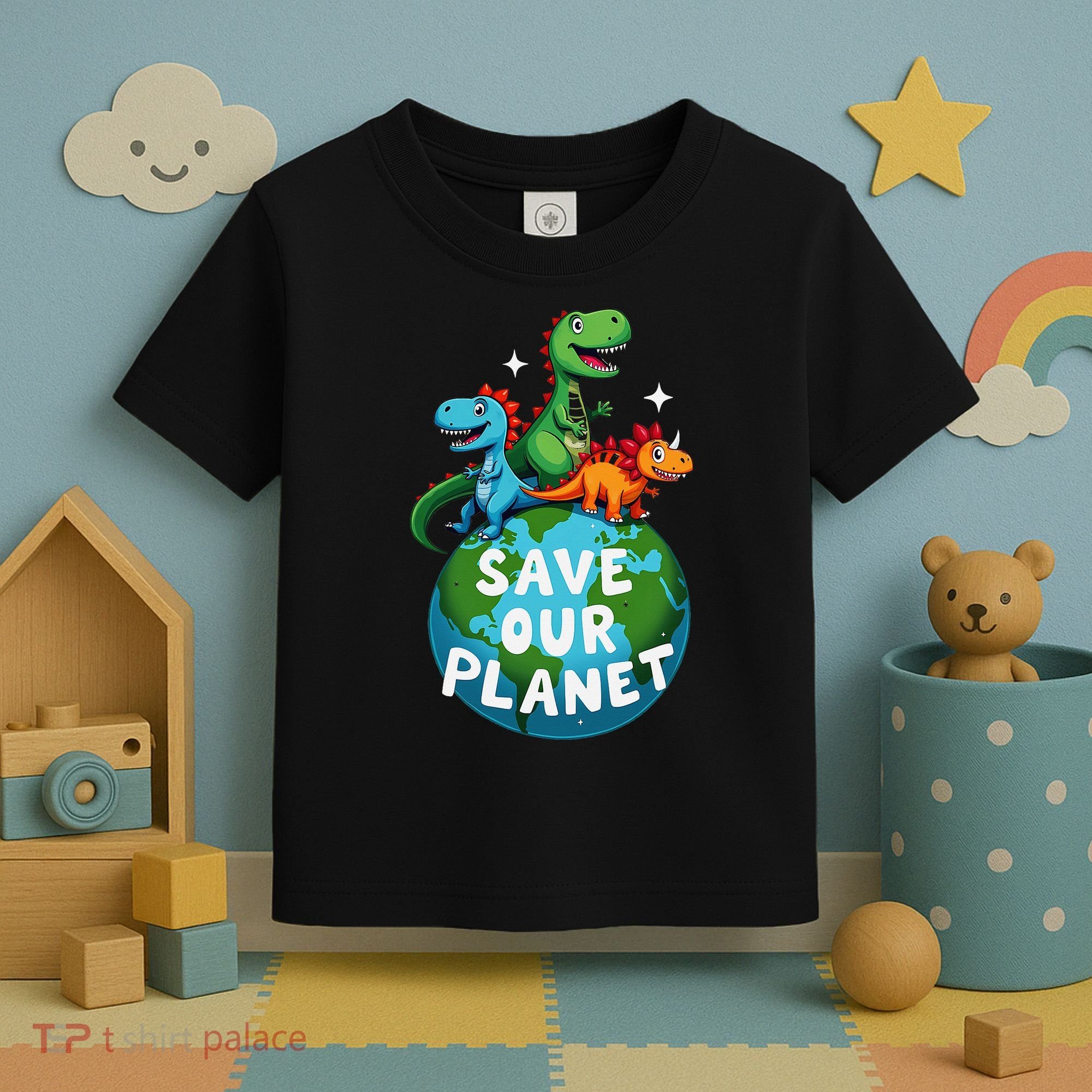 Determined Dino Earth Save Our Planet Toddler T-Shirt
