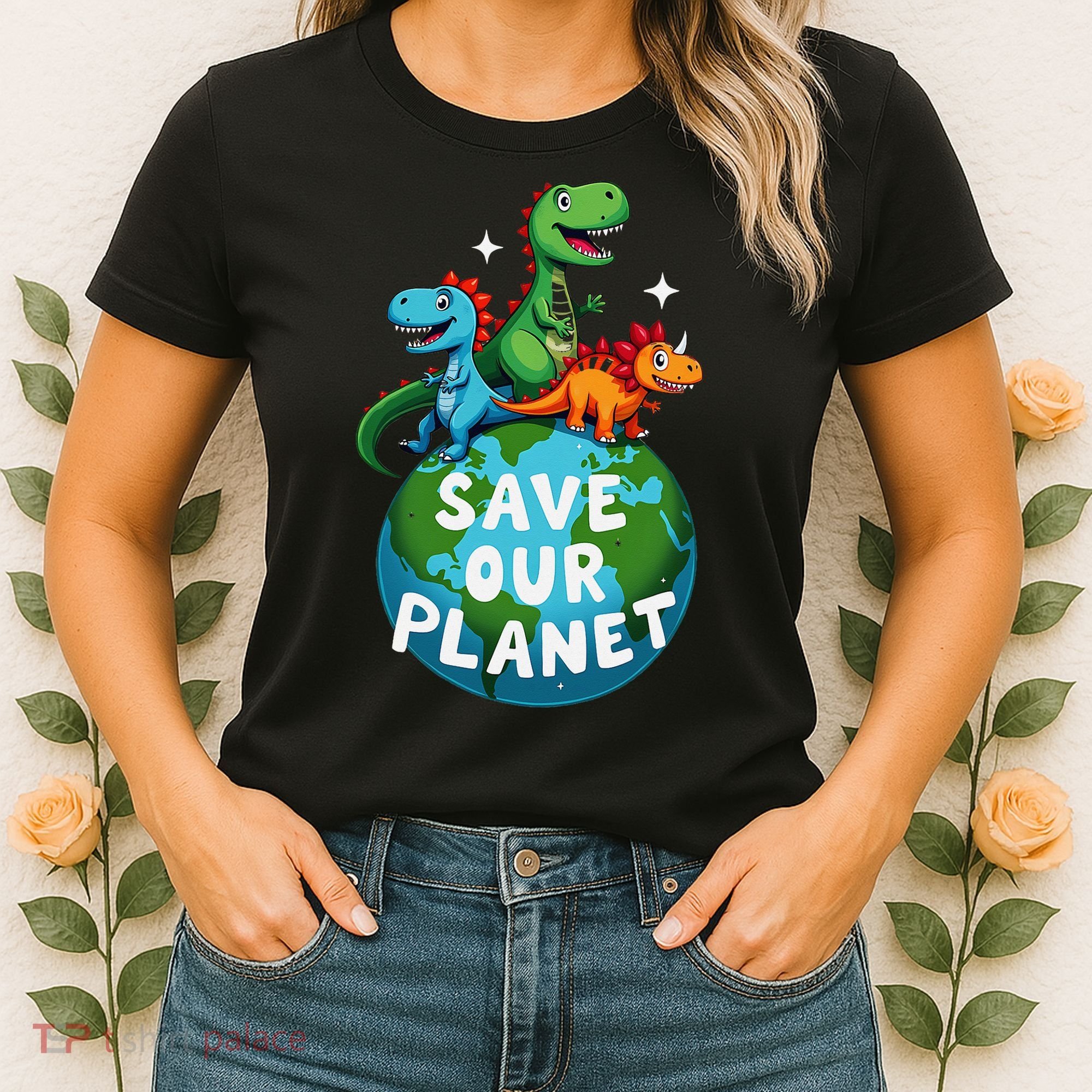 Determined Dino Earth Save Our Planet Women's T-Shirt