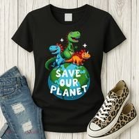 Determined Dino Earth Save Our Planet Women's T-Shirt thumb 3