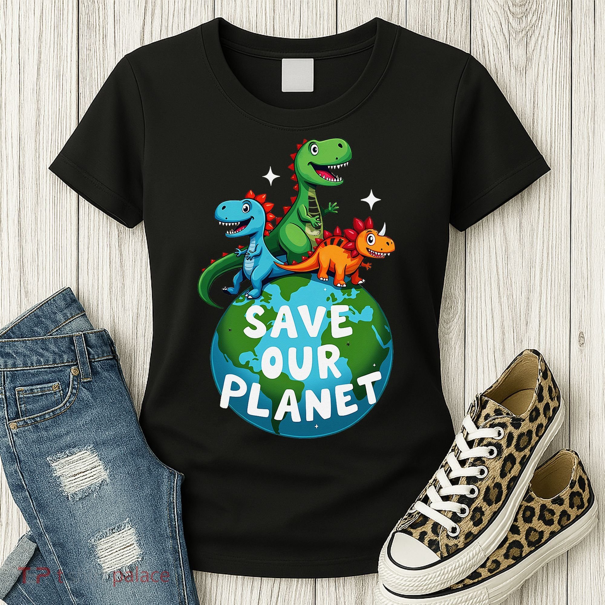 Determined Dino Earth Save Our Planet Women's T-Shirt