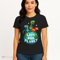 Determined Dino Earth Save Our Planet Women's T-Shirt thumb 4