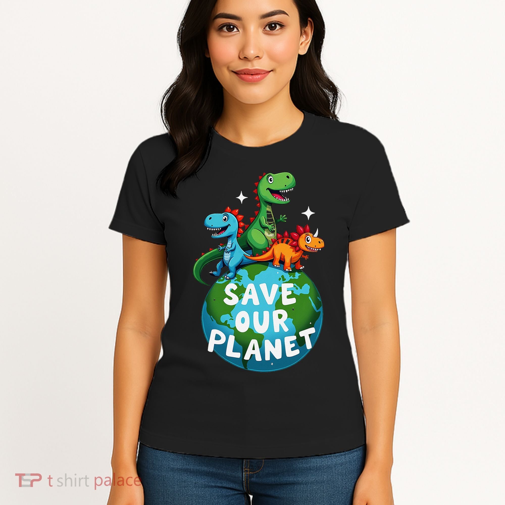 Determined Dino Earth Save Our Planet Women's T-Shirt
