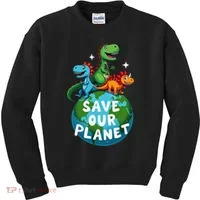 Determined Dino Earth Save Our Planet Kids Sweatshirt thumb 0