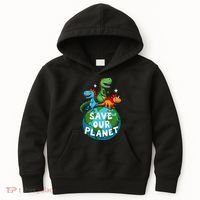 Determined Dino Earth Save Our Planet Kids Hoodie thumb 0