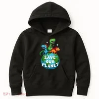 Determined Dino Earth Save Our Planet Kids Hoodie thumb 0