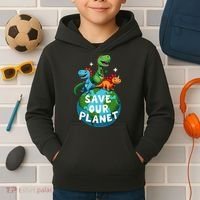 Determined Dino Earth Save Our Planet Kids Hoodie thumb 2