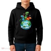 Determined Dino Earth Save Our Planet Kids Hoodie thumb 4