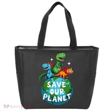 Determined Dino Earth Save Our Planet Tote Bag