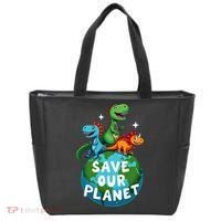 Determined Dino Earth Save Our Planet Tote Bag thumb 0
