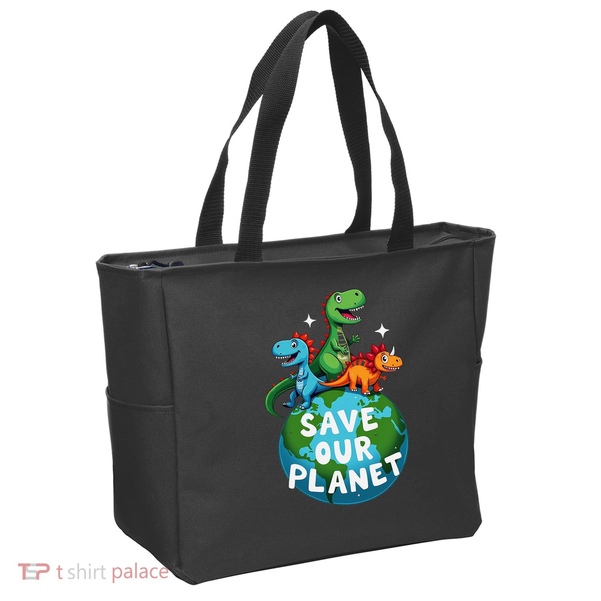 Determined Dino Earth Save Our Planet Tote Bag