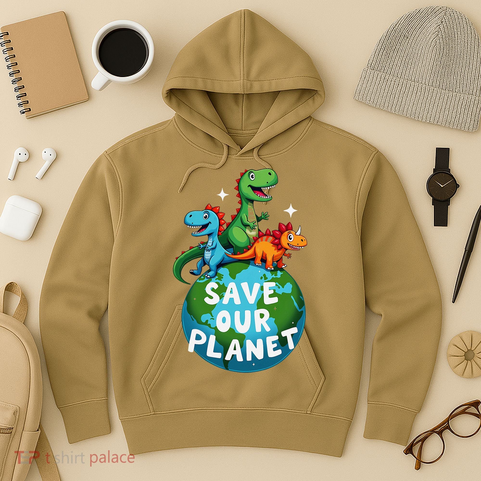 Determined Dino Earth Save Our Planet Hoodie