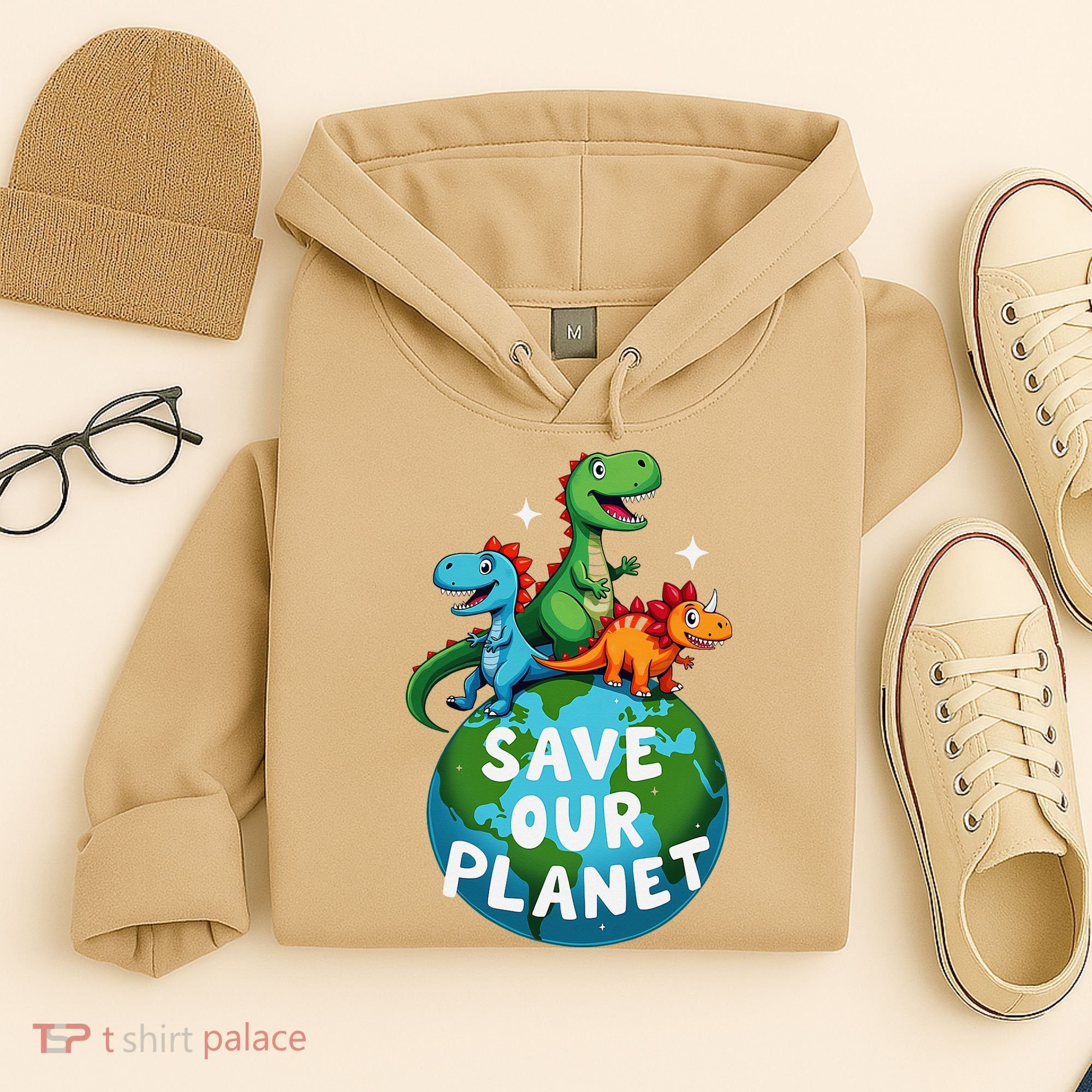 Determined Dino Earth Save Our Planet Hoodie