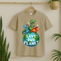 Determined Dino Earth Save Our Planet T-Shirt thumb 2