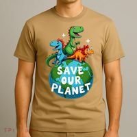 Determined Dino Earth Save Our Planet T-Shirt thumb 3