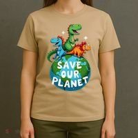 Determined Dino Earth Save Our Planet T-Shirt thumb 4