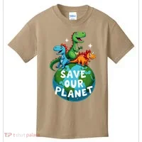Determined Dino Earth Save Our Planet Kids T-Shirt thumb 0