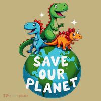 Determined Dino Earth Save Our Planet Kids T-Shirt thumb 2