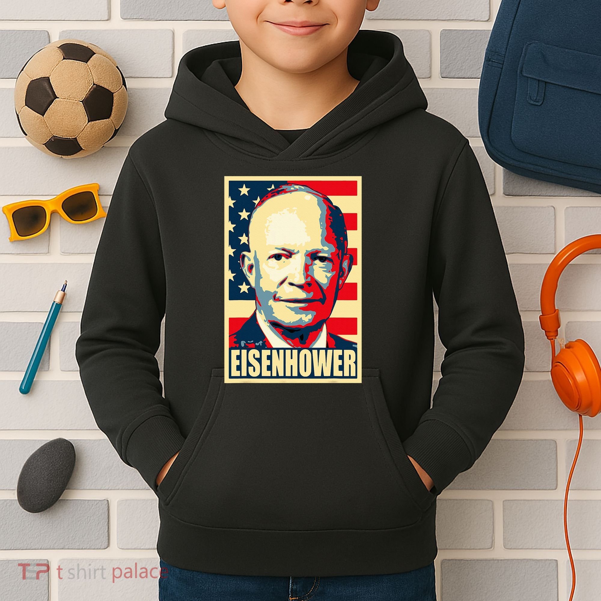 Dwight D. Eisenhower Propaganda Poster Kids Hoodie