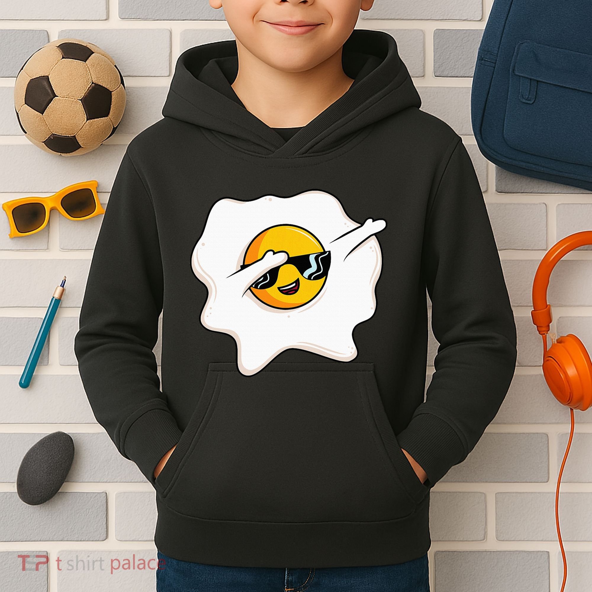 Dab Dabbing Egg Funny Fried Egg Kids Hoodie