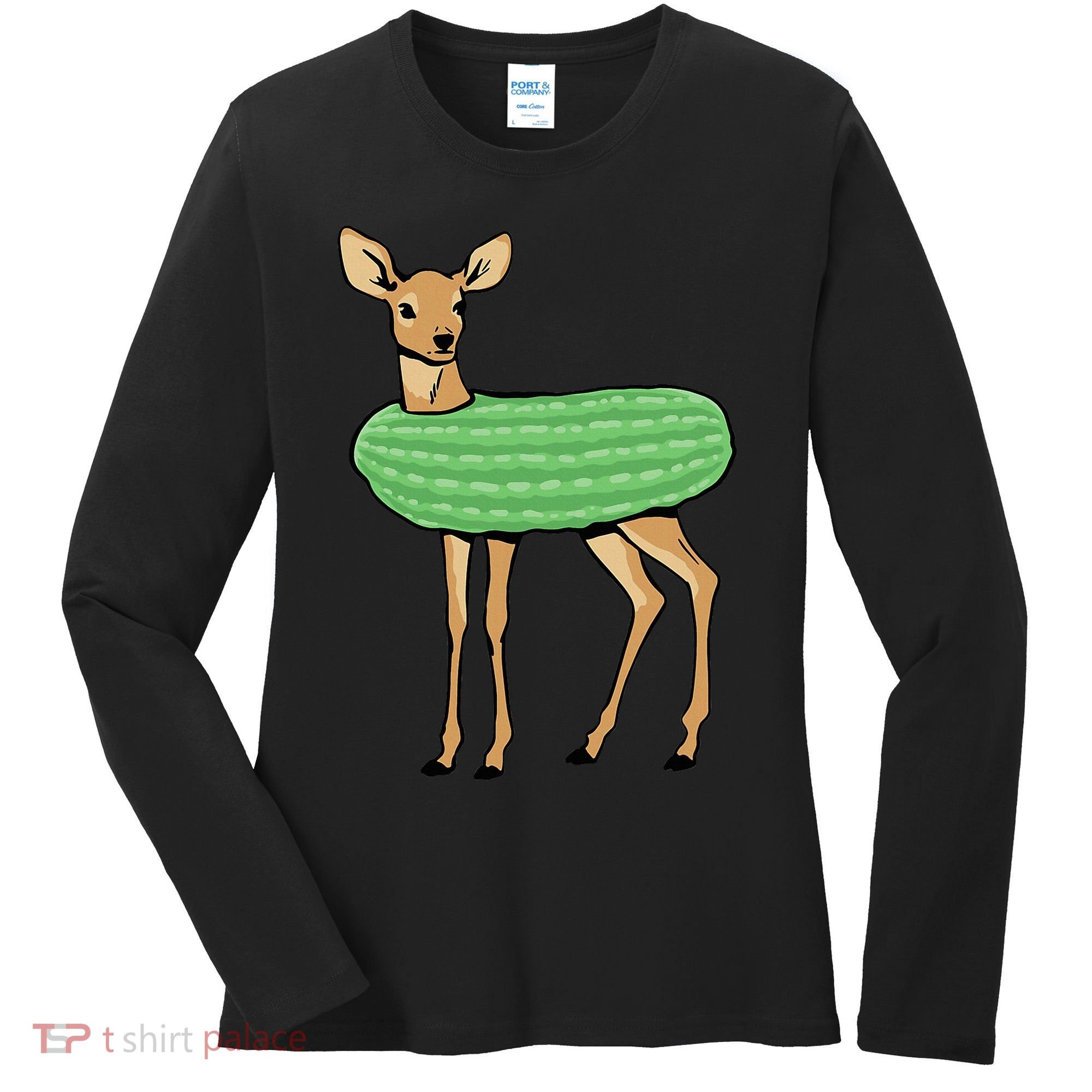 Dill Doe Funny Adult Humor Dill Pickle Deer Redneck Dill Doe Women's Long Sleeve Shirt